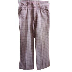 28x28 Vintage Bellbottom Jeans Pants Plaid 1970's Jc penney Boys 16 Twill Hippy